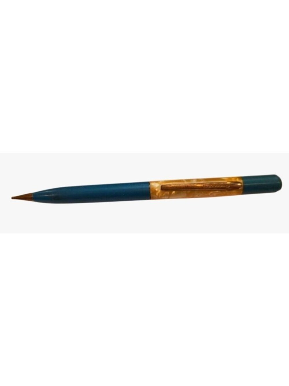 Vintage Sheaffer Pearl Marbled Dark Teal Mechanical Pencil With Gold Accents Ful